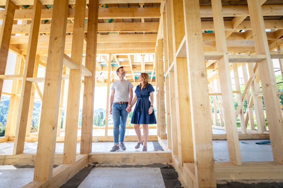 couple dreams big while exploring their under-construction home