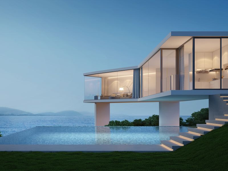 Blue sky modern luxury house