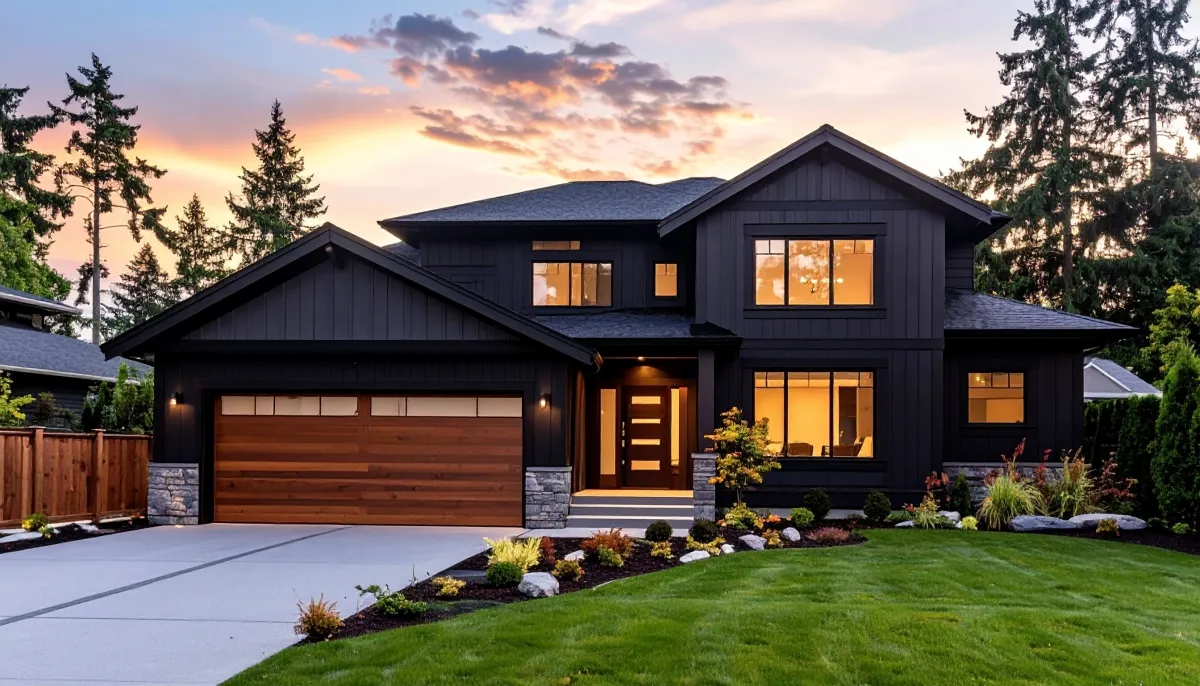 Luxury home exterior at dusk