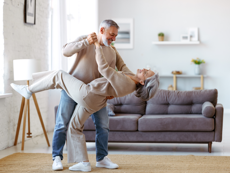 happy old couple dancing